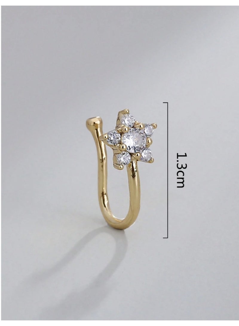 ڤيا حلق أنف أنثوي بزخرفة زهرة زركون. تصميم فاخر وناعم للنساء - Image 5